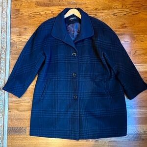 Ellen TRACY Black & blue swing wool coat size 20W